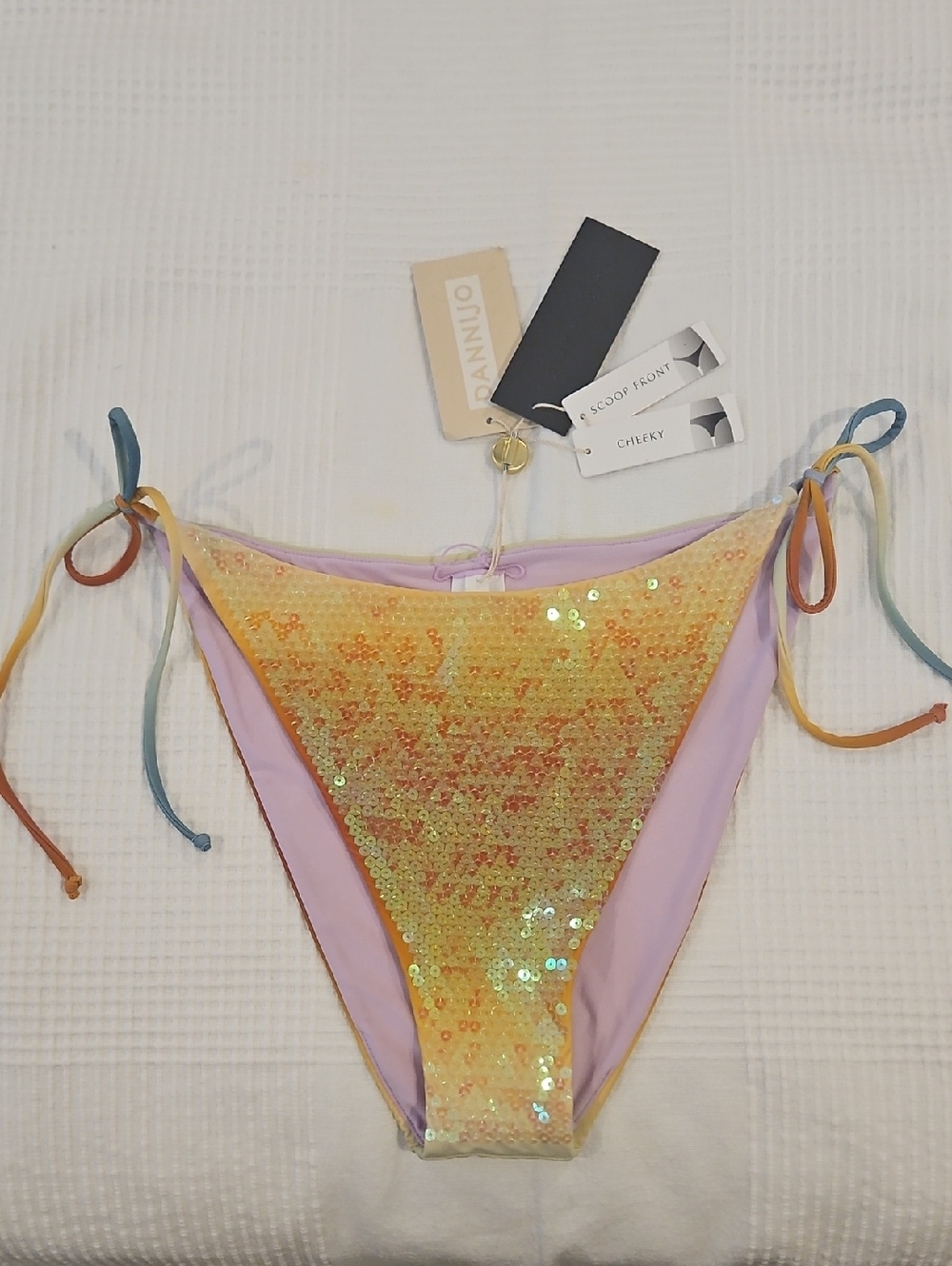 Gianni Bini x Dannijo Jayla Sequin Scoop Tie Side Swim Bottom:‎ Ombre Multi: XL